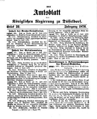 Amtsblatt für den Regierungsbezirk Düsseldorf Samstag 5. August 1876