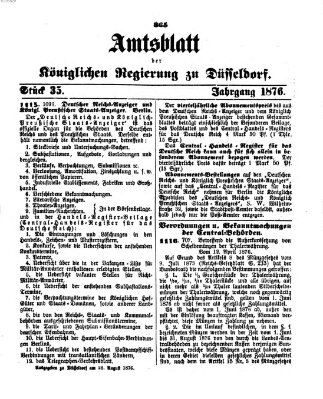 Amtsblatt für den Regierungsbezirk Düsseldorf Samstag 26. August 1876