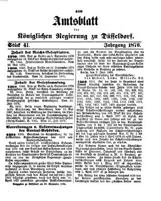 Amtsblatt für den Regierungsbezirk Düsseldorf Samstag 30. September 1876