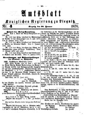 Amts-Blatt der Preußischen Regierung zu Liegnitz Samstag 22. Januar 1876