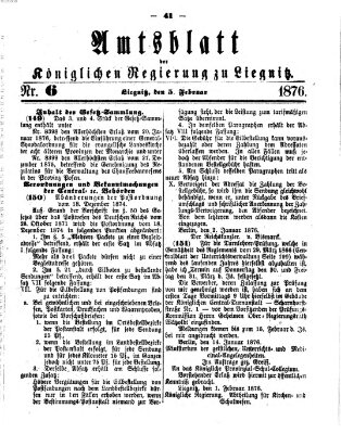 Amts-Blatt der Preußischen Regierung zu Liegnitz Samstag 5. Februar 1876