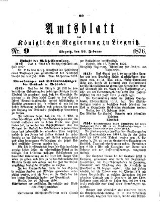 Amts-Blatt der Preußischen Regierung zu Liegnitz Samstag 26. Februar 1876