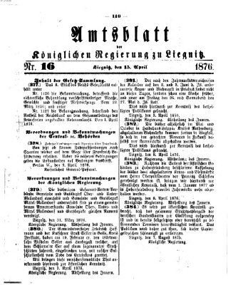 Amts-Blatt der Preußischen Regierung zu Liegnitz Samstag 15. April 1876