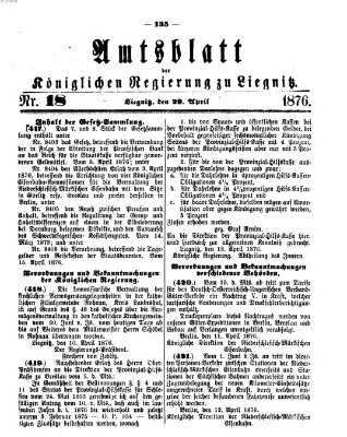 Amts-Blatt der Preußischen Regierung zu Liegnitz Samstag 29. April 1876