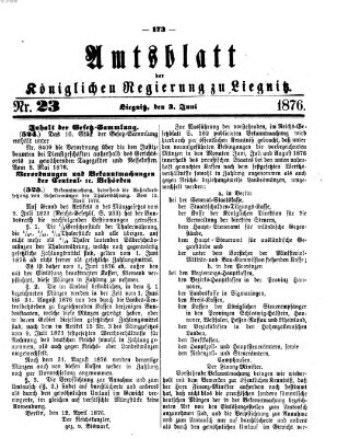 Amts-Blatt der Preußischen Regierung zu Liegnitz Samstag 3. Juni 1876