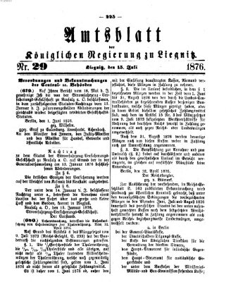 Amts-Blatt der Preußischen Regierung zu Liegnitz Samstag 15. Juli 1876