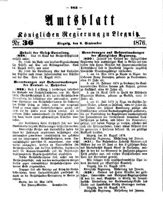 Amts-Blatt der Preußischen Regierung zu Liegnitz Samstag 2. September 1876