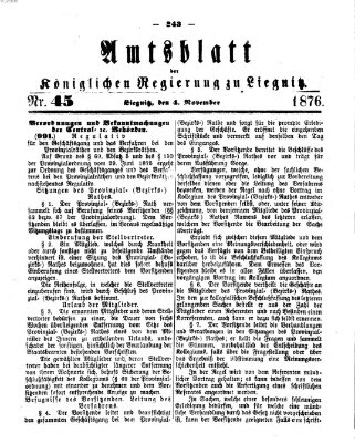 Amts-Blatt der Preußischen Regierung zu Liegnitz Samstag 4. November 1876