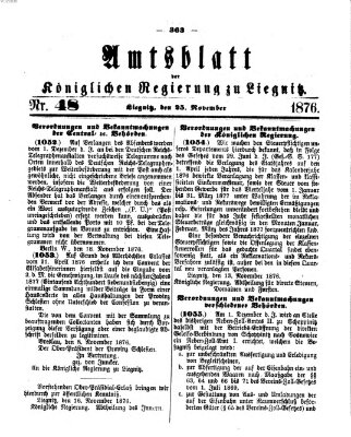 Amts-Blatt der Preußischen Regierung zu Liegnitz Samstag 25. November 1876