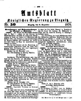 Amts-Blatt der Preußischen Regierung zu Liegnitz Samstag 9. Dezember 1876