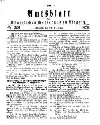 Amts-Blatt der Preußischen Regierung zu Liegnitz Samstag 23. Dezember 1876