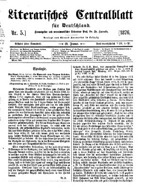 Literarisches Zentralblatt für Deutschland Samstag 29. Januar 1876