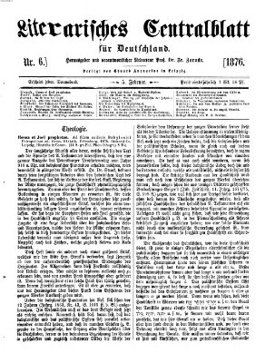 Literarisches Zentralblatt für Deutschland Samstag 5. Februar 1876