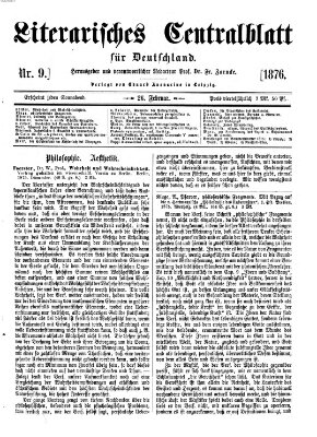 Literarisches Zentralblatt für Deutschland Samstag 26. Februar 1876