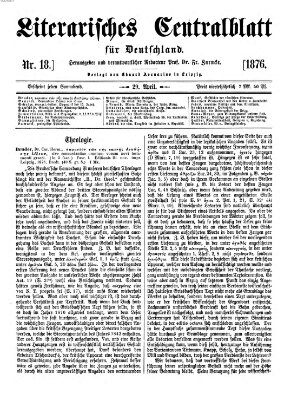 Literarisches Zentralblatt für Deutschland Samstag 29. April 1876