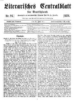 Literarisches Zentralblatt für Deutschland Samstag 10. Juni 1876