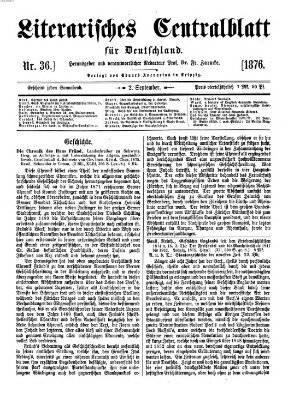 Literarisches Zentralblatt für Deutschland Samstag 2. September 1876