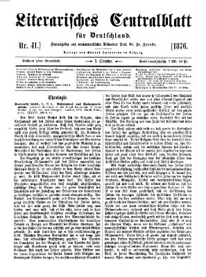 Literarisches Zentralblatt für Deutschland Samstag 7. Oktober 1876