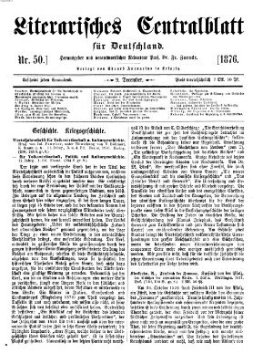 Literarisches Zentralblatt für Deutschland Samstag 9. Dezember 1876