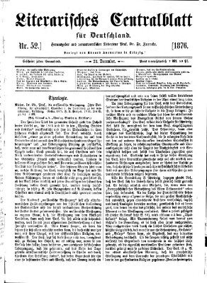 Literarisches Zentralblatt für Deutschland Samstag 23. Dezember 1876