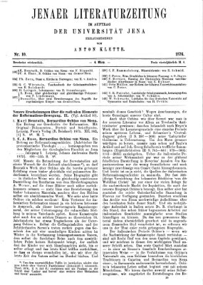 Jenaer Literaturzeitung Samstag 4. März 1876