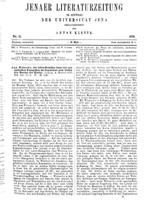 Jenaer Literaturzeitung Samstag 18. März 1876