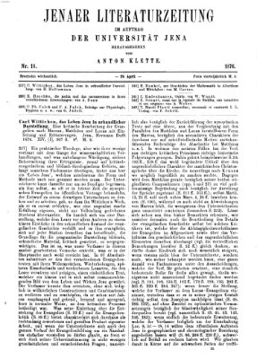 Jenaer Literaturzeitung Samstag 29. April 1876