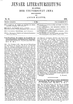 Jenaer Literaturzeitung Samstag 13. Mai 1876