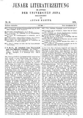 Jenaer Literaturzeitung Samstag 10. Juni 1876