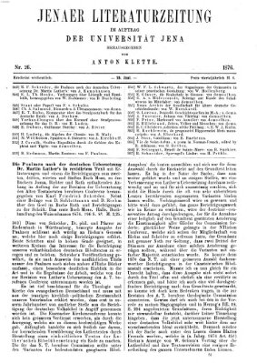 Jenaer Literaturzeitung Samstag 24. Juni 1876