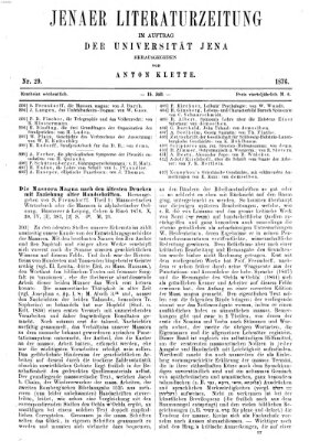 Jenaer Literaturzeitung Samstag 15. Juli 1876