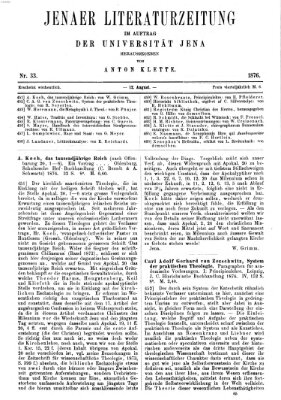 Jenaer Literaturzeitung Samstag 12. August 1876