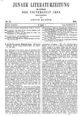 Jenaer Literaturzeitung Samstag 19. August 1876