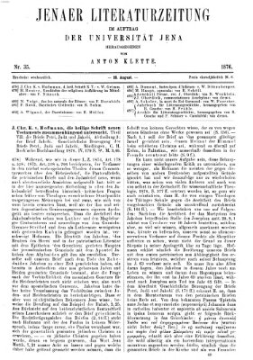 Jenaer Literaturzeitung Samstag 26. August 1876