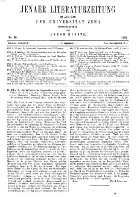 Jenaer Literaturzeitung Samstag 2. September 1876