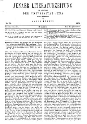 Jenaer Literaturzeitung Samstag 16. September 1876