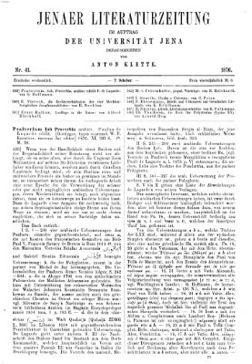 Jenaer Literaturzeitung Samstag 7. Oktober 1876