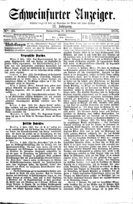 Schweinfurter Anzeiger Donnerstag 10. Februar 1876