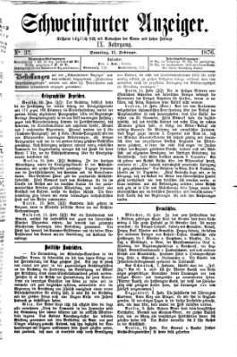 Schweinfurter Anzeiger Samstag 12. Februar 1876