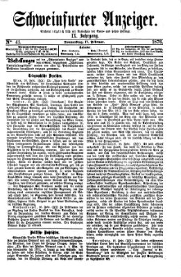 Schweinfurter Anzeiger Donnerstag 17. Februar 1876