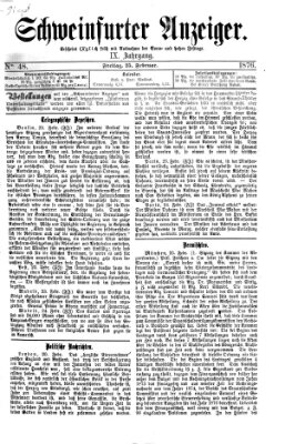 Schweinfurter Anzeiger Freitag 25. Februar 1876