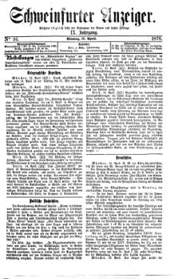 Schweinfurter Anzeiger Montag 17. April 1876