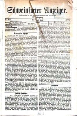 Schweinfurter Anzeiger Samstag 1. Juli 1876