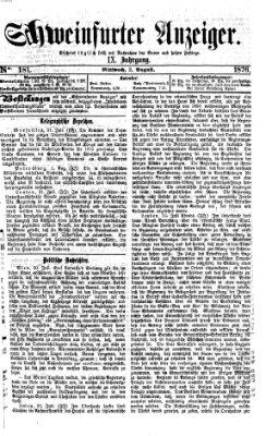 Schweinfurter Anzeiger Mittwoch 2. August 1876