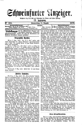 Schweinfurter Anzeiger Donnerstag 10. August 1876