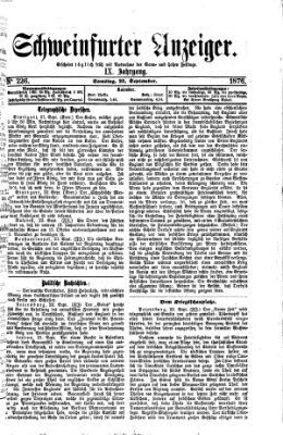 Schweinfurter Anzeiger Samstag 23. September 1876