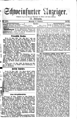 Schweinfurter Anzeiger Montag 2. Oktober 1876