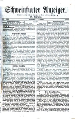 Schweinfurter Anzeiger Samstag 7. Oktober 1876