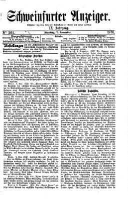 Schweinfurter Anzeiger Dienstag 7. November 1876