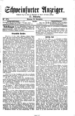 Schweinfurter Anzeiger Montag 20. November 1876